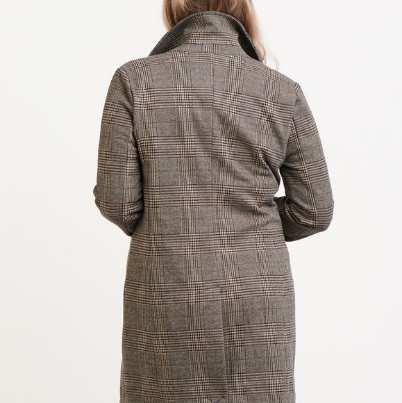 DEX Two Button Longline Brown Plaid Blazer - Picture 3 of 8